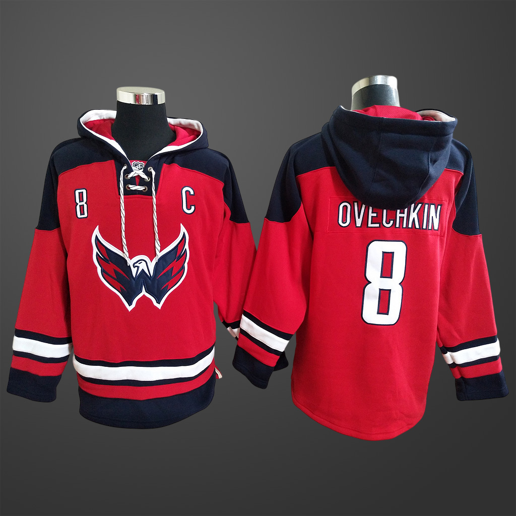 Men’s Washington Capitals #8 Alexander Ovechkin Stitched Hoodie Red