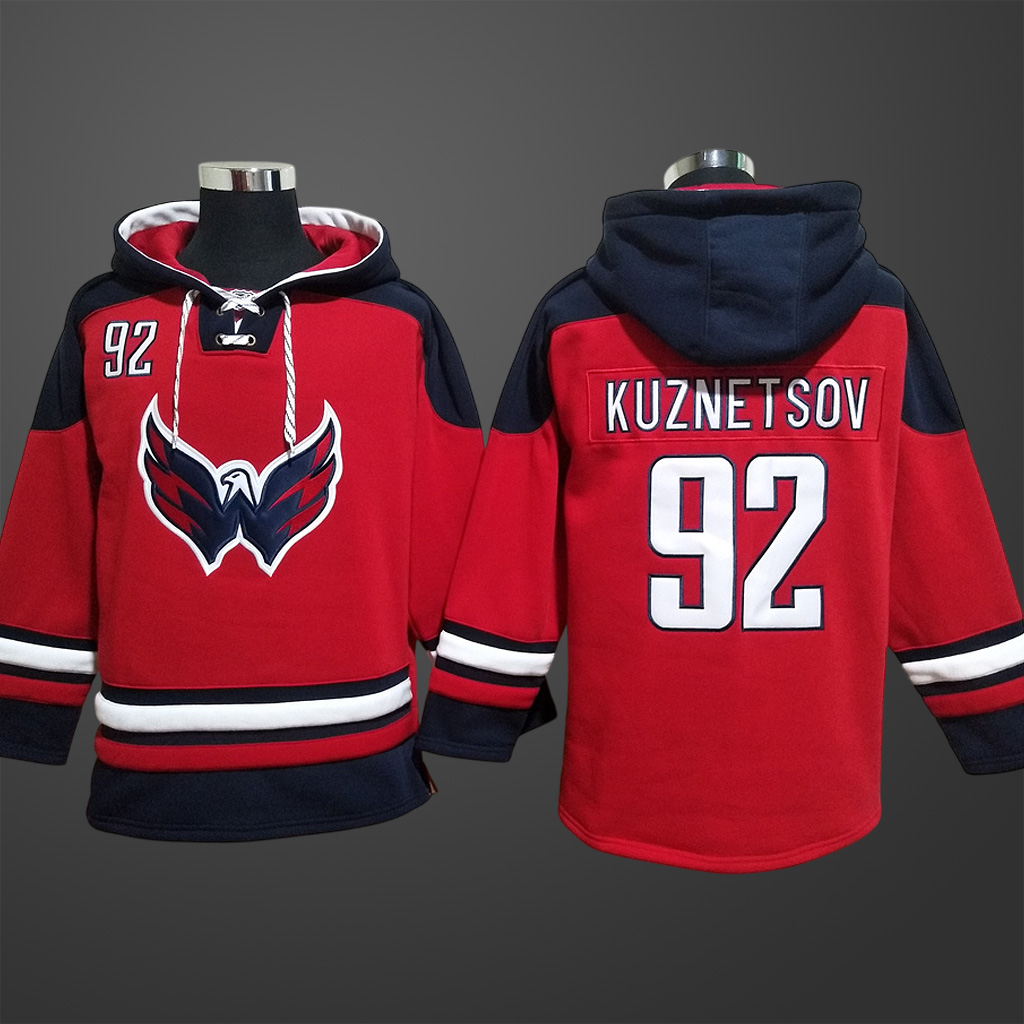 Men’s Washington Capitals Evgeny Kuznetsov #92 Stitched Hoodie Red