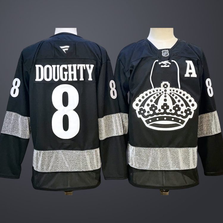 Men's Los Angeles Kings #8 Drew Doughty Black With A Patch Alternate Stitched Hockey Jersey