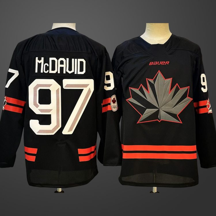 Men's Hockey Canada #97 Connor McDavid Black 2026 Olympic Stitched Jersey