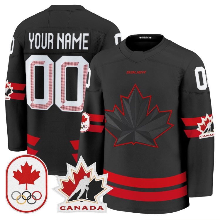 Custom Canada Olympic Jersey 2026 Hockey Stitched Black Jersey