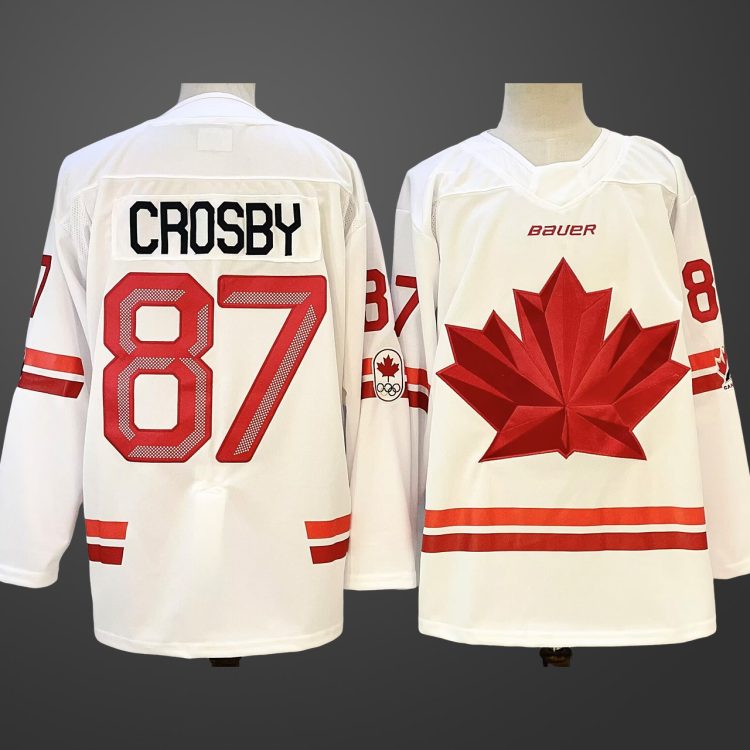 Men's Hockey Canada #87 Sidney Crosby White 2026 Olympic Stitched Jersey