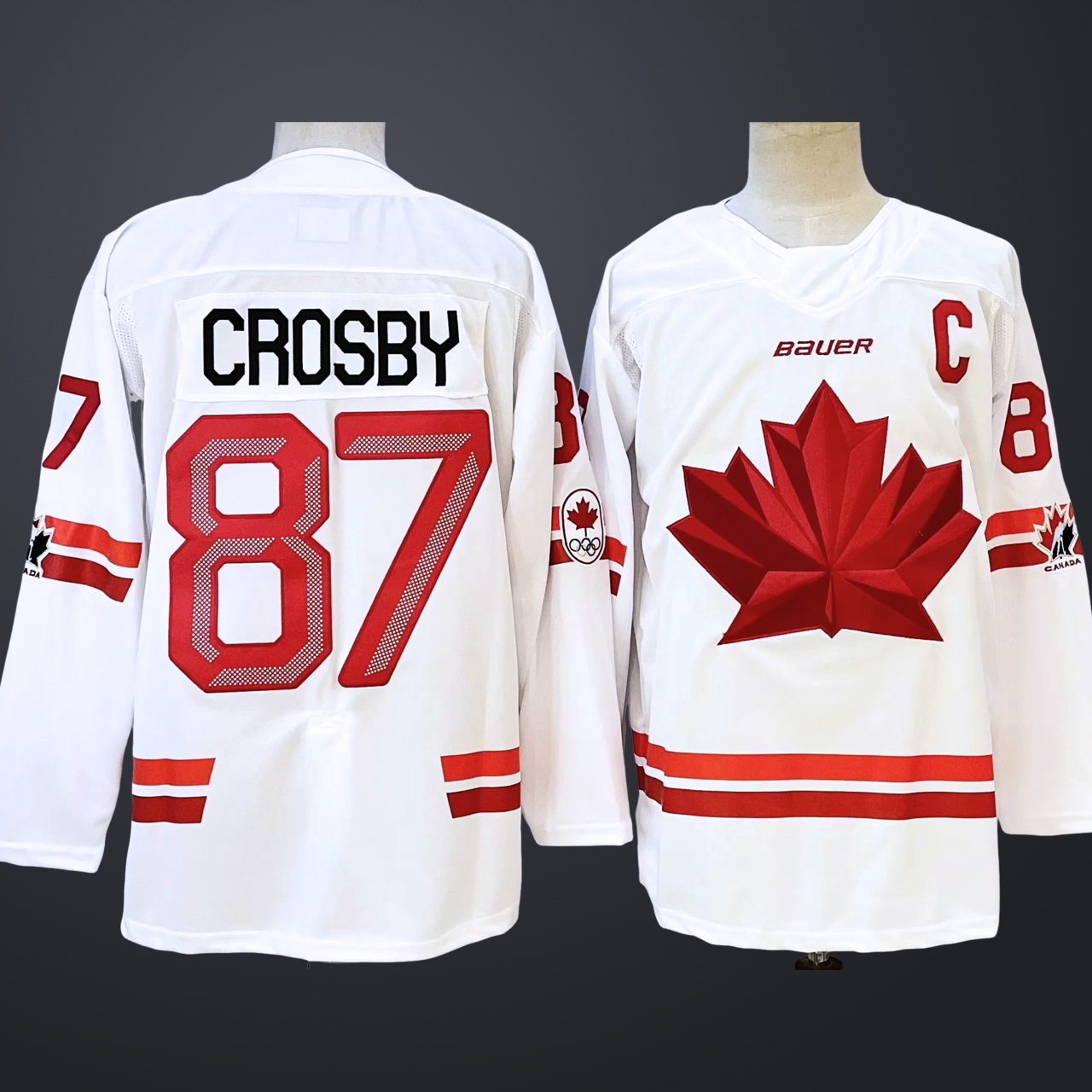 Men’s Hockey Canada #87 Sidney Crosby White 2026 Olympic Stitched Jersey “C” Patches