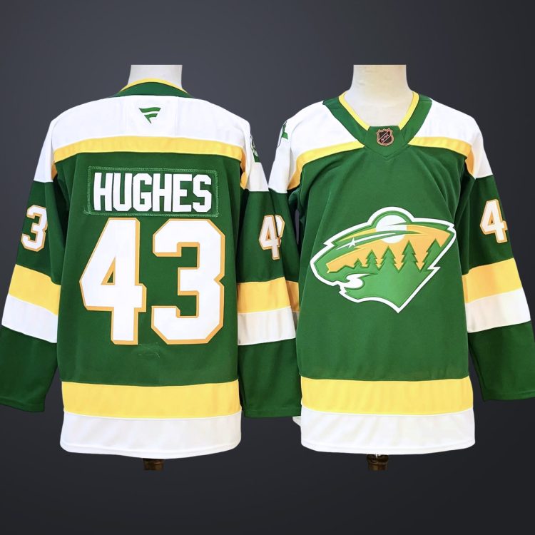Men's Minnesota Wild #43 Quinn Hughes Green Stitched Jersey