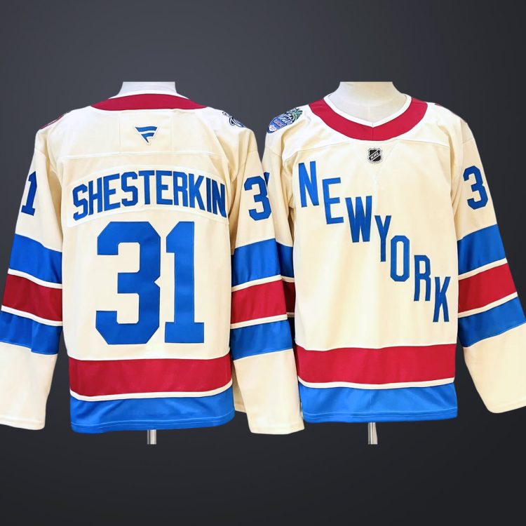 Men's New York Rangers #31 Igor Shesterkin Fanatics Beige 2026 NHL Winter Classic Premium Jersey