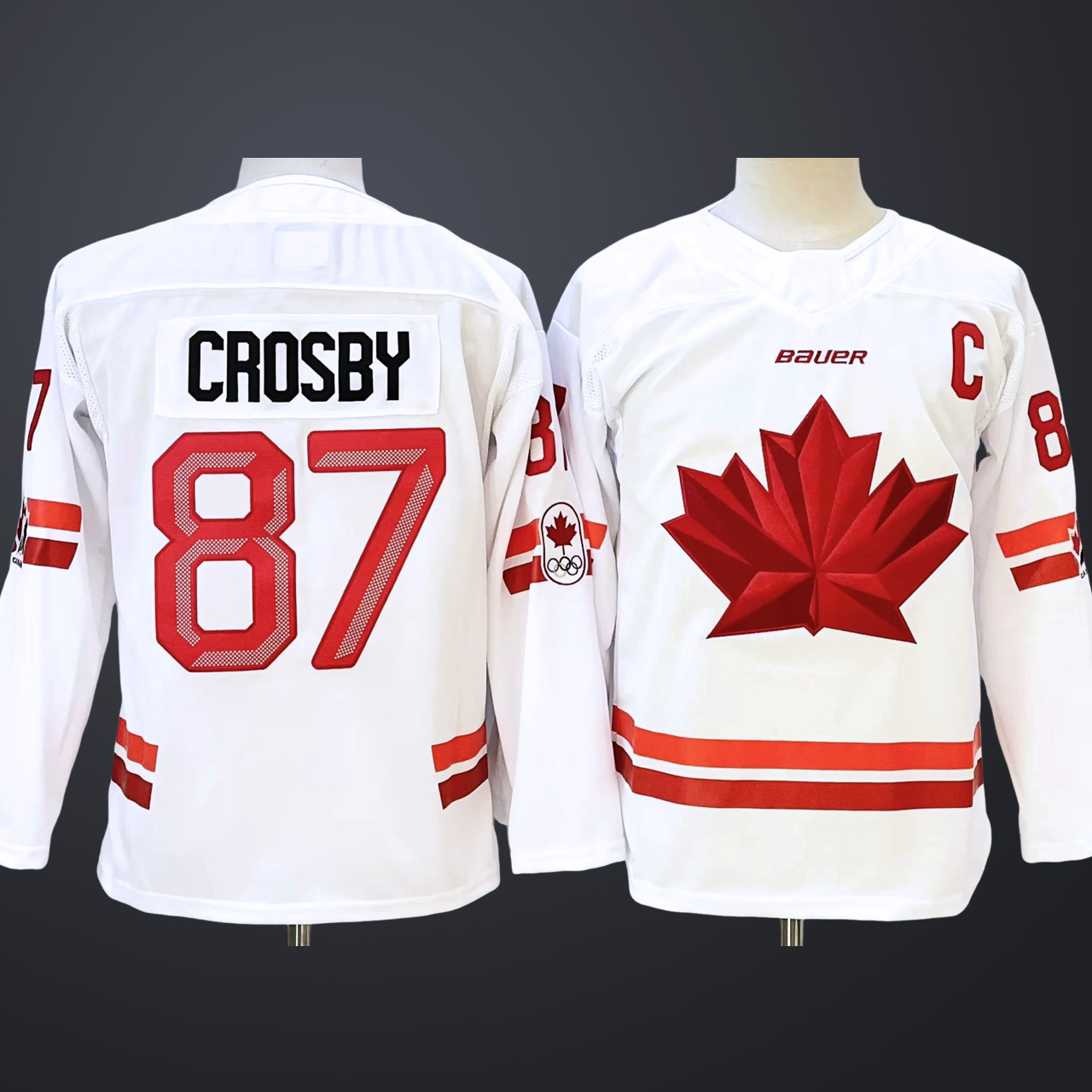 Youth Hockey Canada #87 Sidney Crosby White 2026 Olympic Stitched Jersey “C” Patches