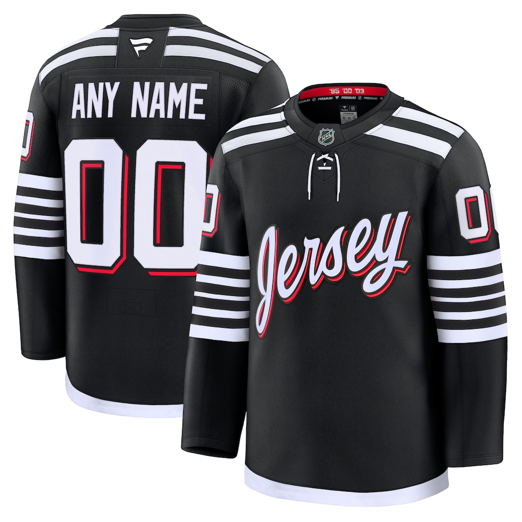 Men's Fanatics Black New Jersey Devils Alternate Premium Custom Jersey