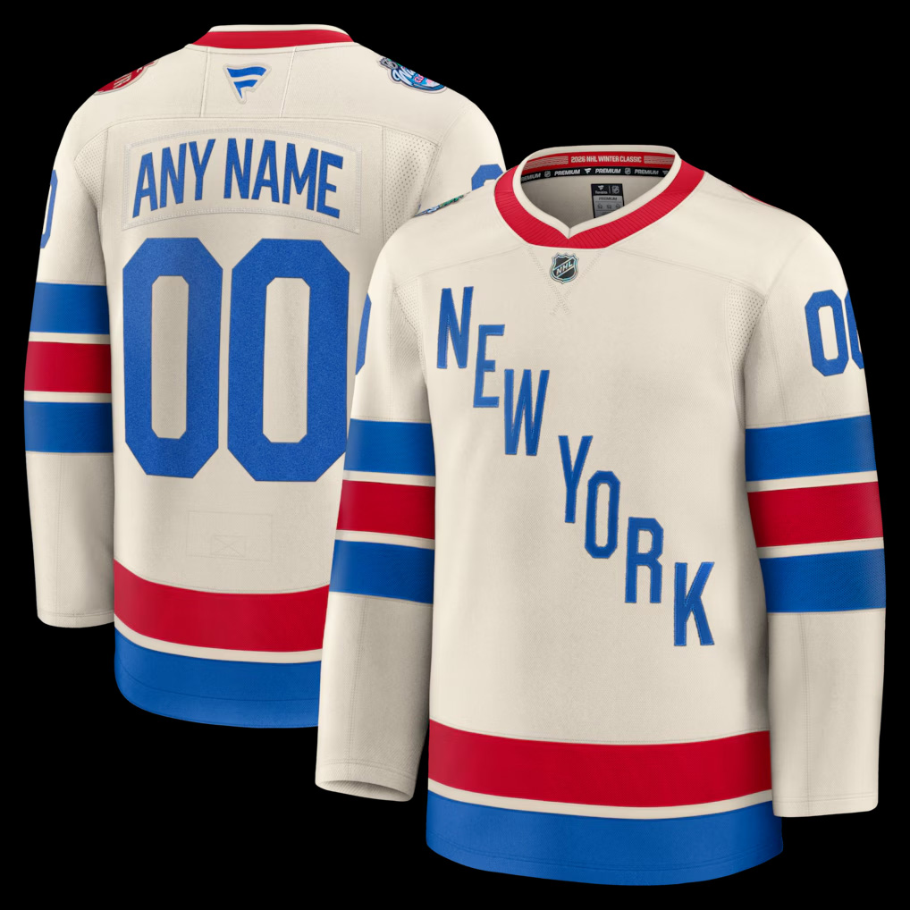 Men's New York Rangers Fanatics Beige 2026 NHL Winter Classic Premium Custom Jersey