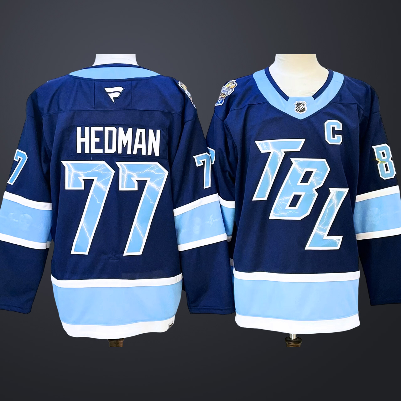 Men's Tampa Bay Lightning #77 Victor Hedman Fanatics Blue 2026 NHL Stadium Series Premium Jersey