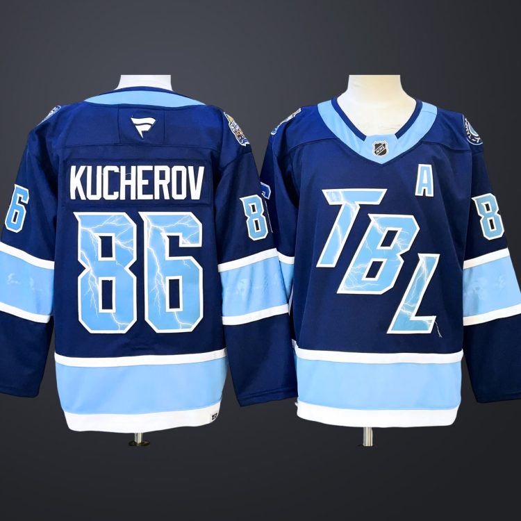 Men's Tampa Bay Lightning #86 Nikita Kucherov Fanatics Blue 2026 NHL Stadium Series Premium Jersey