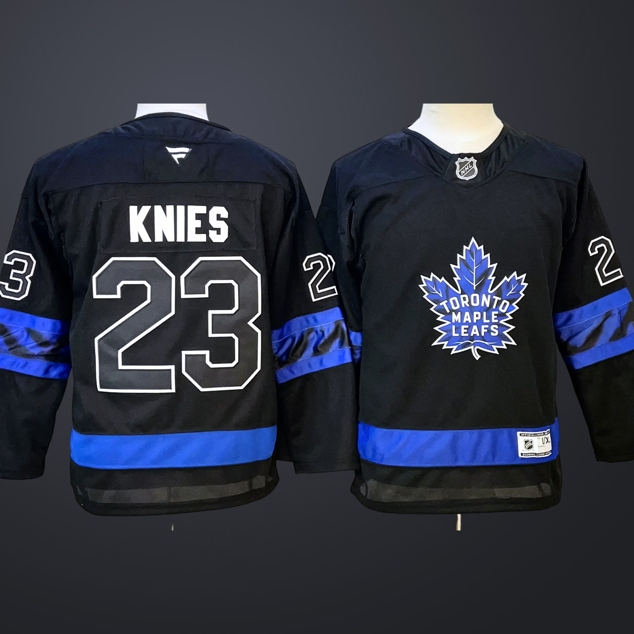 Men’s Toronto Maple Leafs #23 Matthew Knies Home Breakaway Jersey – Black