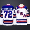 Men's #72 THOMPSON Team USA 2026 White Away Stitched Jersey