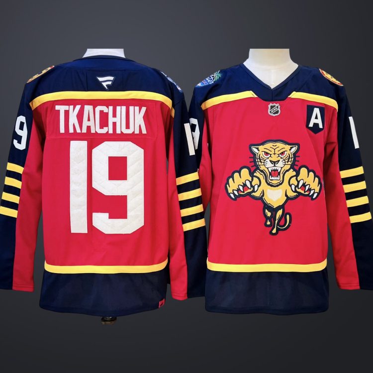 Men’s Florida Panthers #19 TKACHUK Red Stitched Hockey Jersey