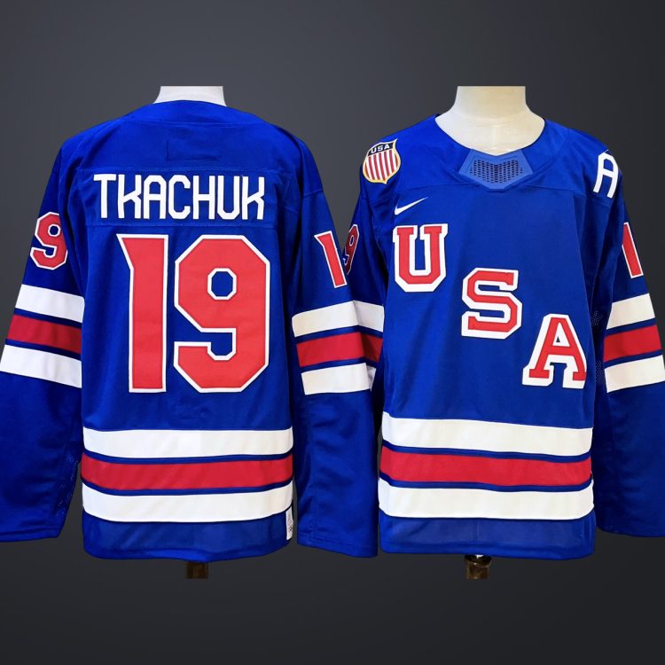 Men's #19 TKACHUK Team USA 2026 Olympic Navy Stitched Jersey