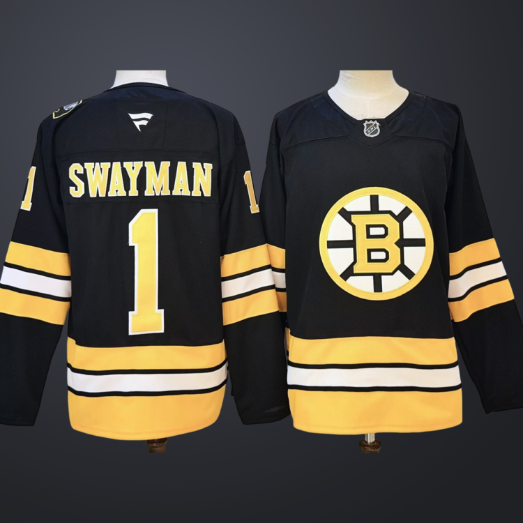 Men's Boston Bruins #1 Jeremy Swayman Black Stitched Hockey Jersey