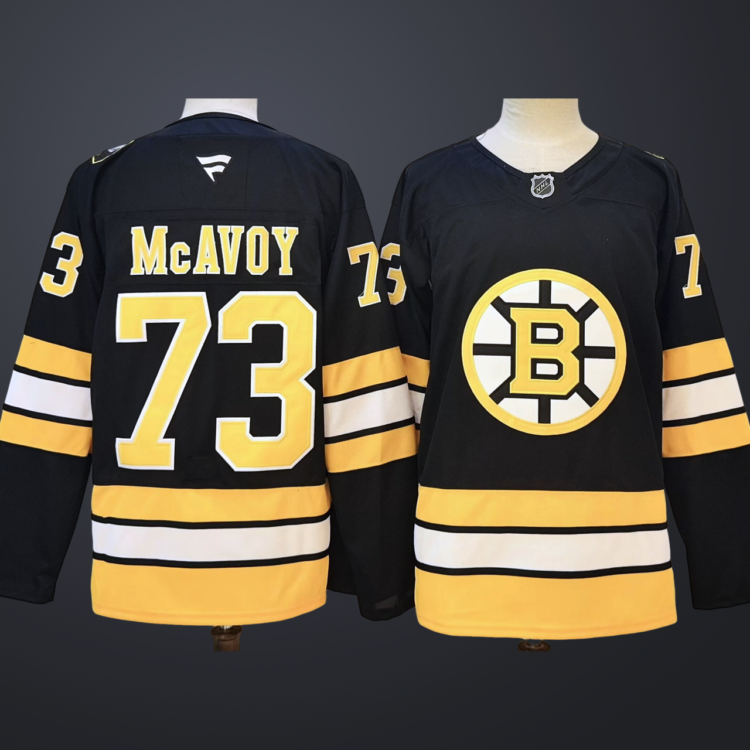 Men's Boston Bruins #73 Charlie McAvoy Black 2025 Home Stitched Hockey Jersey