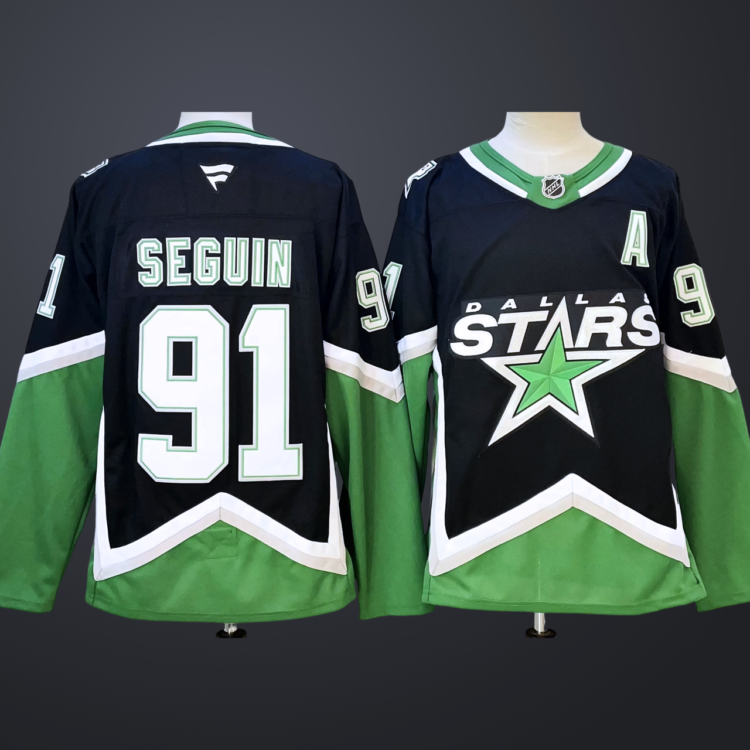 Men's Dallas Stars #91 Tyler Seguin Black 202526 With A Patch Alternate Stitched Jersey