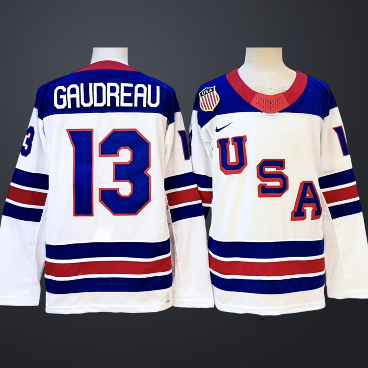 Men's USA #13 Gaudreau White 2025-2026 Stitched Jersey