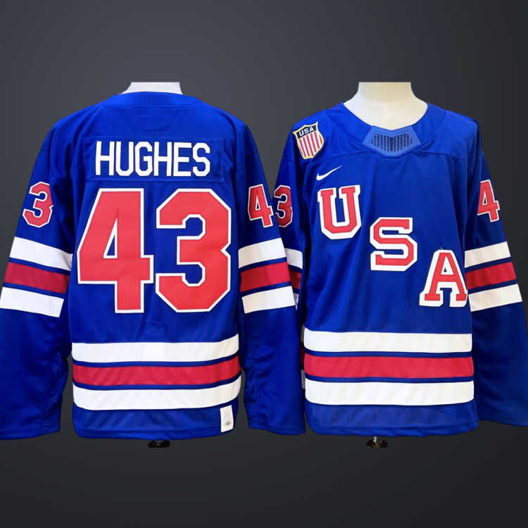 Men's USA #43 Quinn Hughes Royal 2025-2026 Stitched Jersey