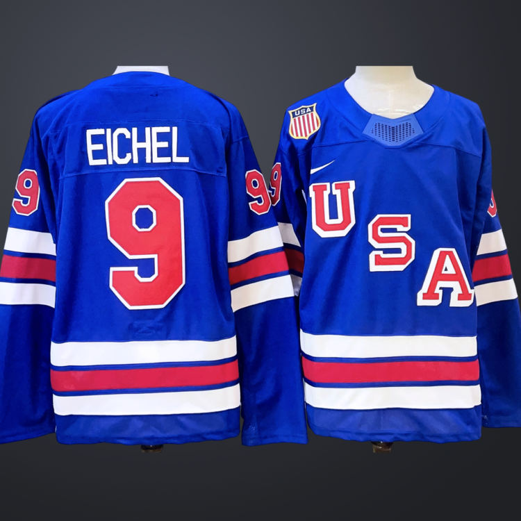 Men's USA #9 Jack Eichel Royal 2025-2026 Stitched Jersey