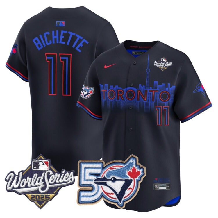 Blue Jays 50th Patch 2025 World Series City Connect #11 Bichette Stitched Jersey