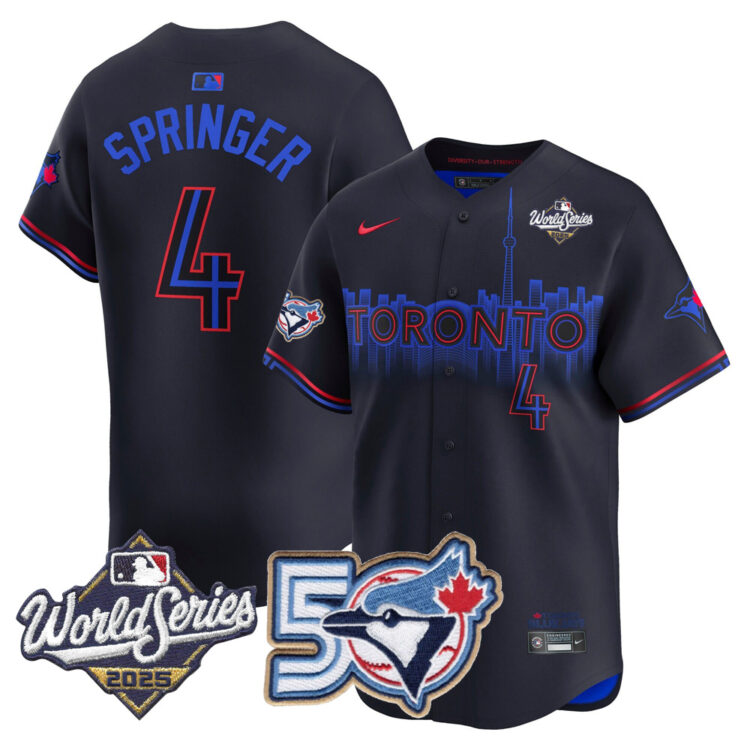 Blue Jays 50th Patch 2025 World Series City Connect #4 Springer Stitched Jersey