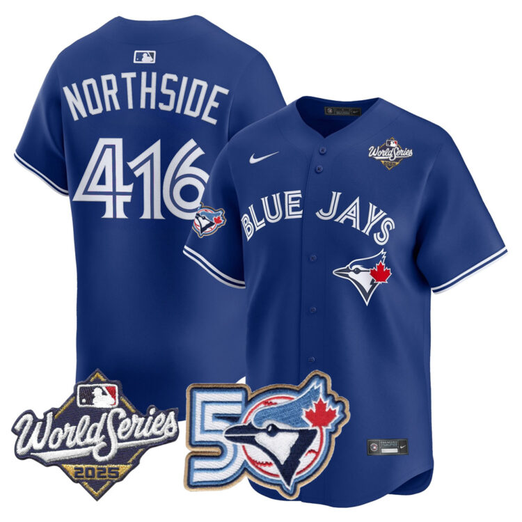 Blue Jays 50th Patch 2025 World Series Royal #416 Northside Stitched Jersey
