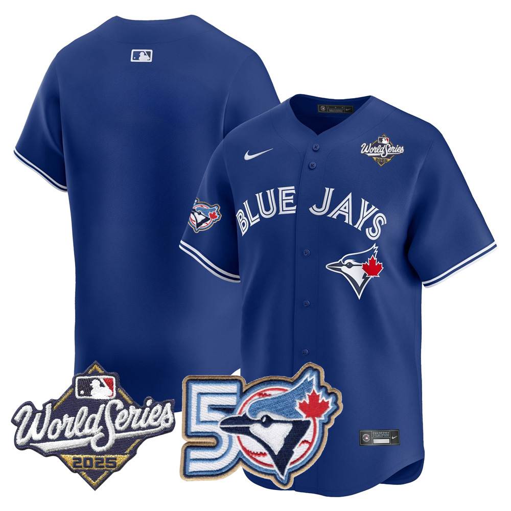 Blue Jays 50th Patch 2025 World Series Royal Team Blank Stitched Jersey