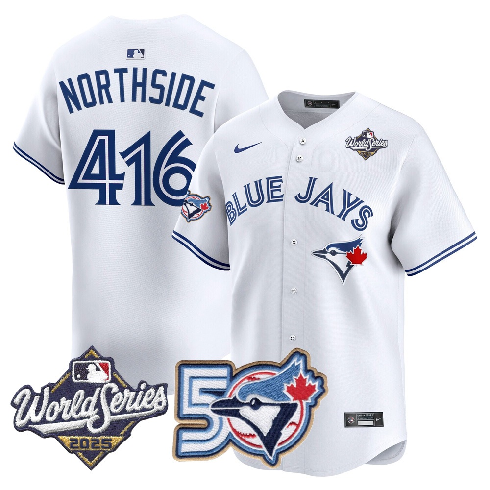 Blue Jays 50th Patch 2025 World Series White #416 Northside Stitched Jersey