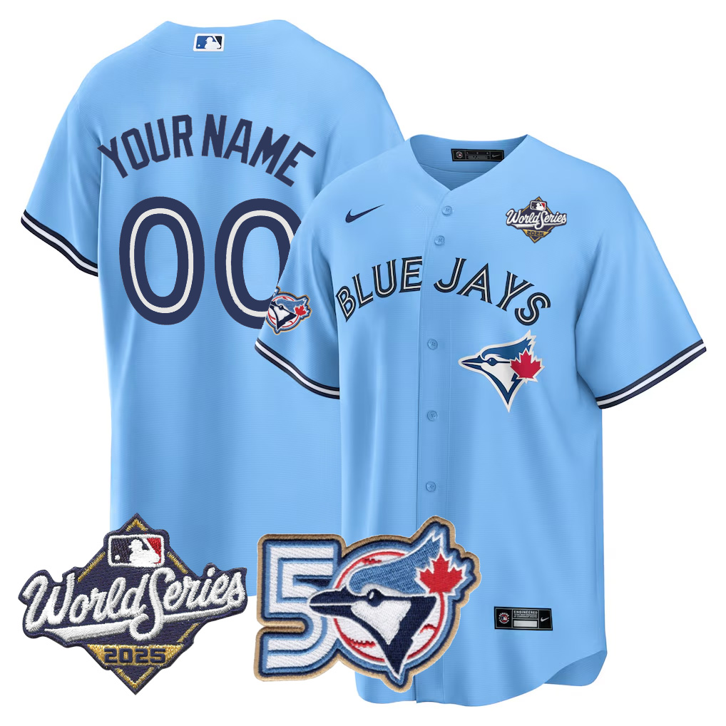 Custom blue jays powder blue stitched jersey