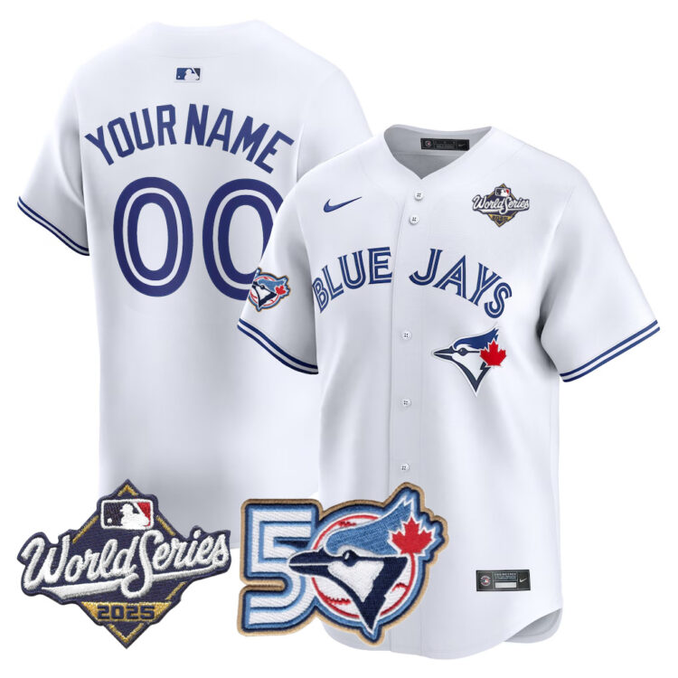Custom Men/Women/Youth Blue Jays White stitched jersey