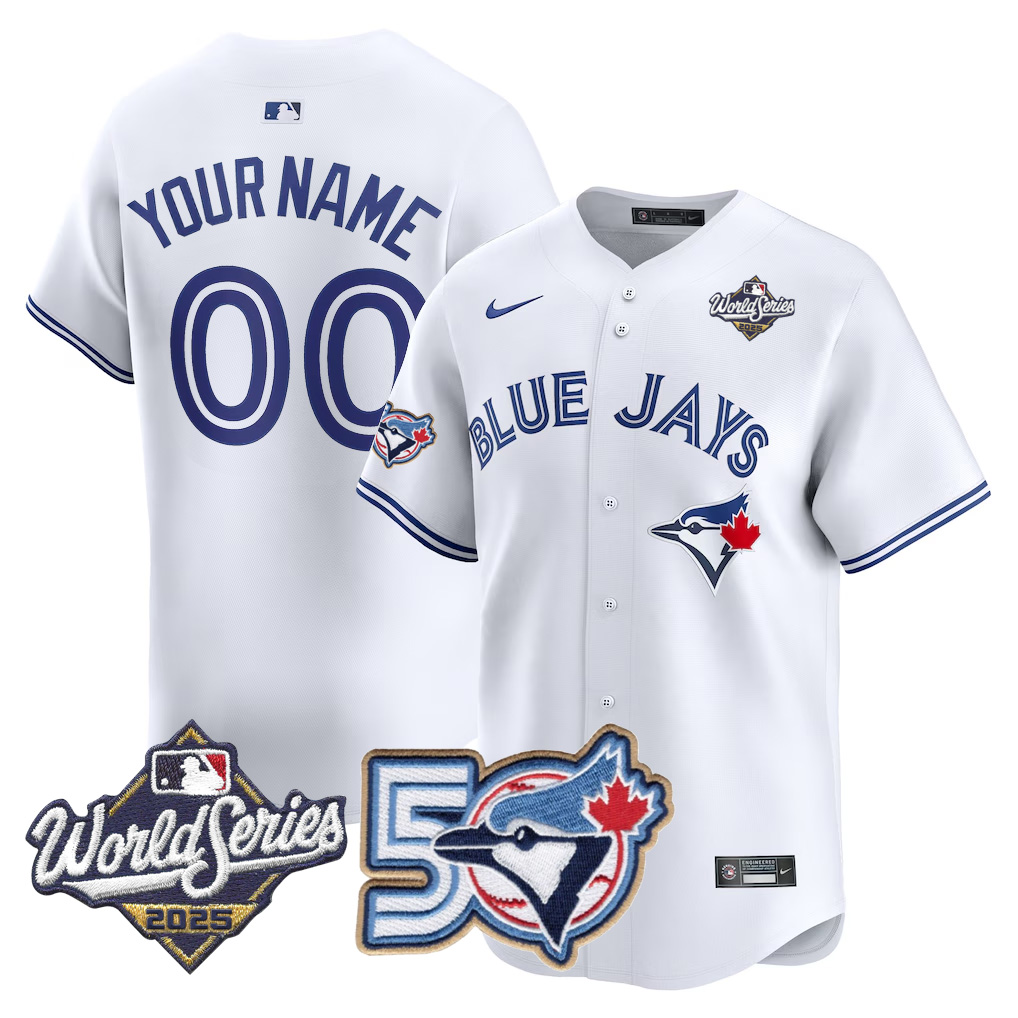 Custom blue jays white stitched jersey