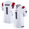Men's New England Patriots #1 A.J. Brown White Vapor F.U.S.E. Limited Jersey