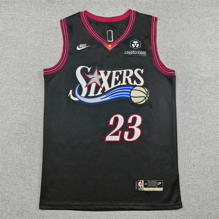 Mens 76ers #23 LeBron James Stitched Jersey Black