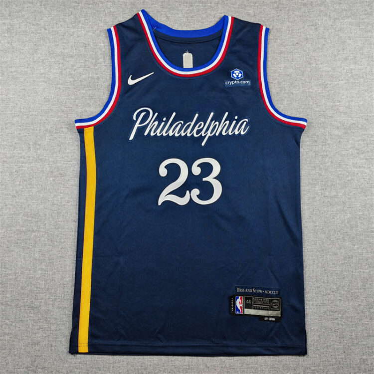 Mens 2026 Season 76ers #23 LeBron James City Edition Stitched Jersey (Dark Blue)